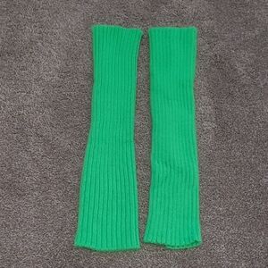 Vibrant Neon Green 80s Style Ribbed Leg Warmers
